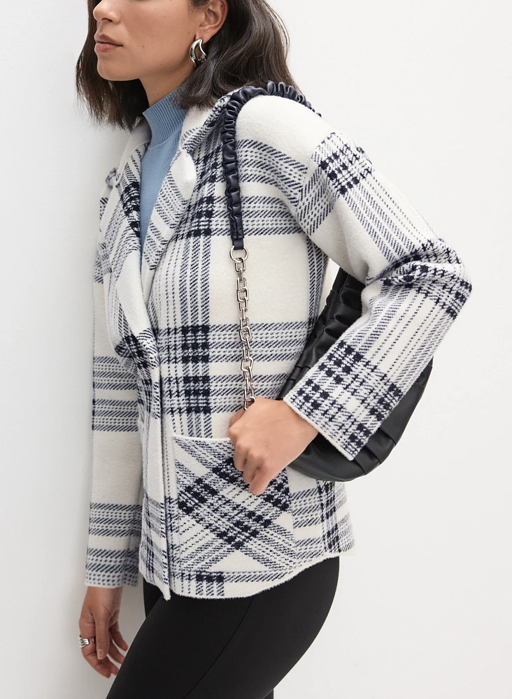 Cardigan carreauté à col cranté