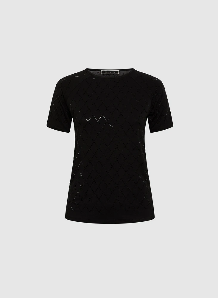Embellished Grid T-Shirt