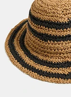 Chapeau à rayures en paille