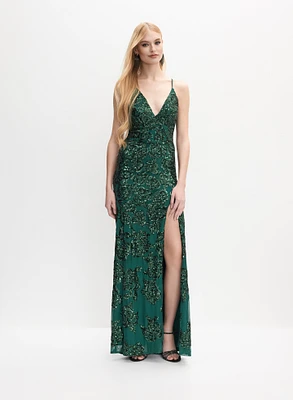 Robe à motif de roses paillettes