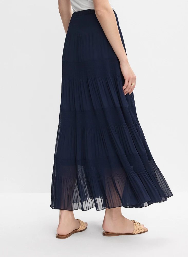 Pleated Chiffon Maxi Skirt
