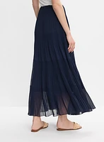 Pleated Chiffon Maxi Skirt