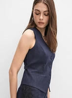 Cropped Denim Vest