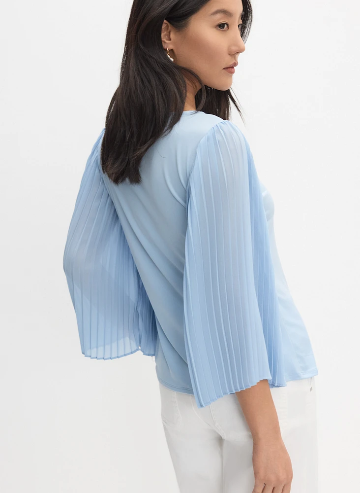 Pleated Flare Sleeve Top