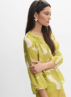 Printed Button-Down Blouse