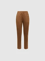 Vegan Suede Slim-Leg Pants