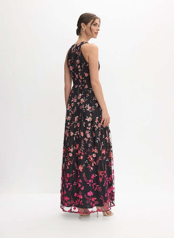 Floral Ombre Embroidered Dress