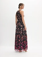 Floral Ombre Embroidered Dress