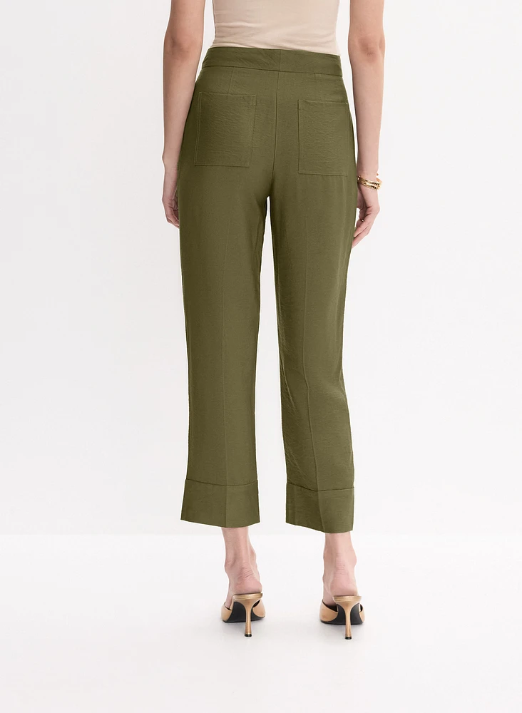 Pantalon à jambe droite écourtée
