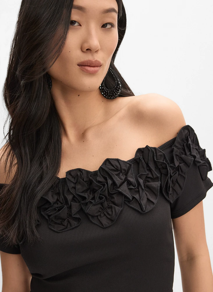 Ribbed Rosette Top