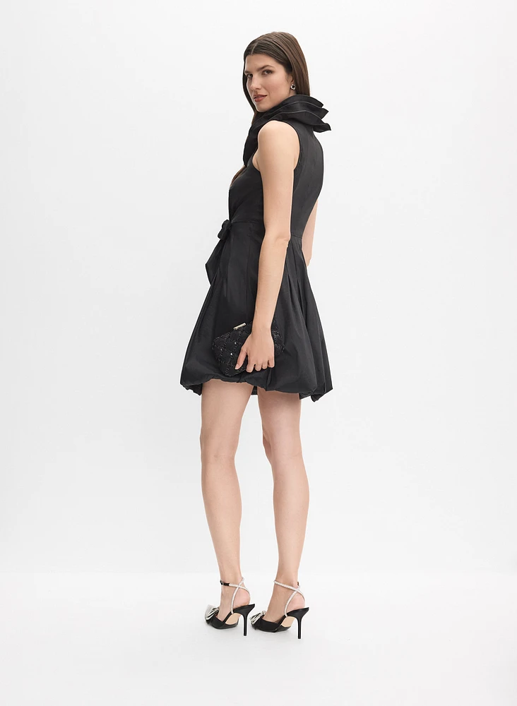 Belted Taffeta Dress
