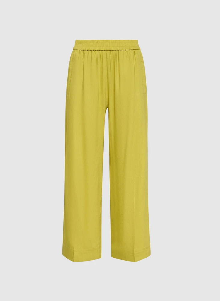 Cropped Linen-Blend Pants