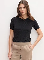 Embellished Grid T-Shirt
