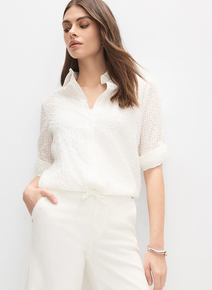 Tonal Gingham Print Blouse
