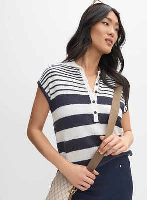Pull col polo à rayures mixtes