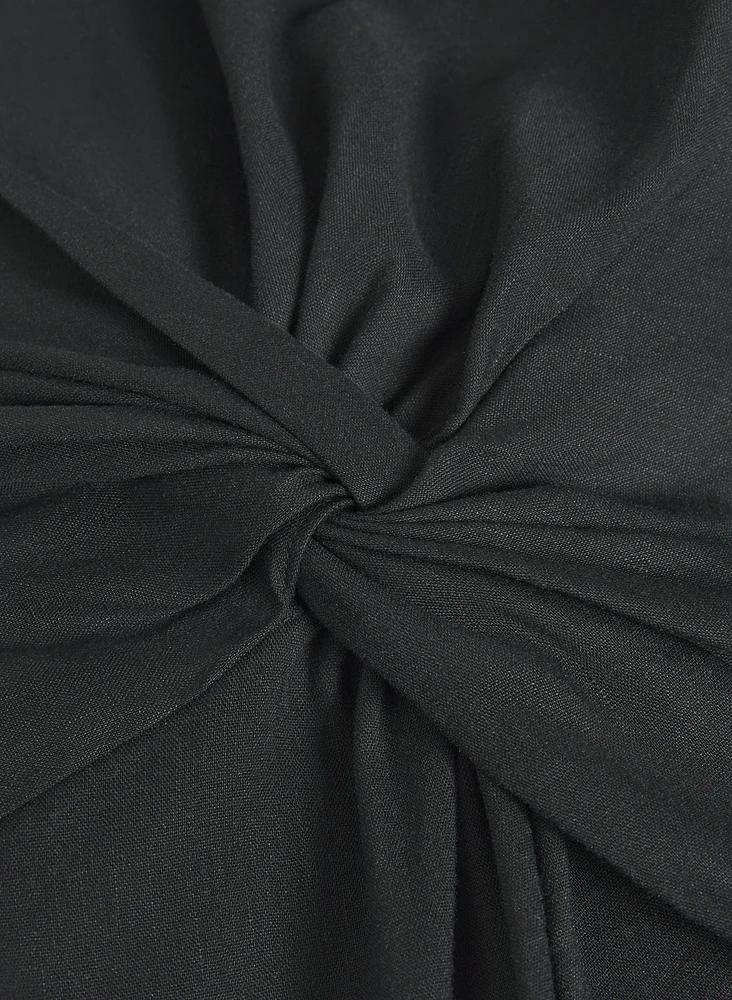 Belted Stretch-Linen Dress