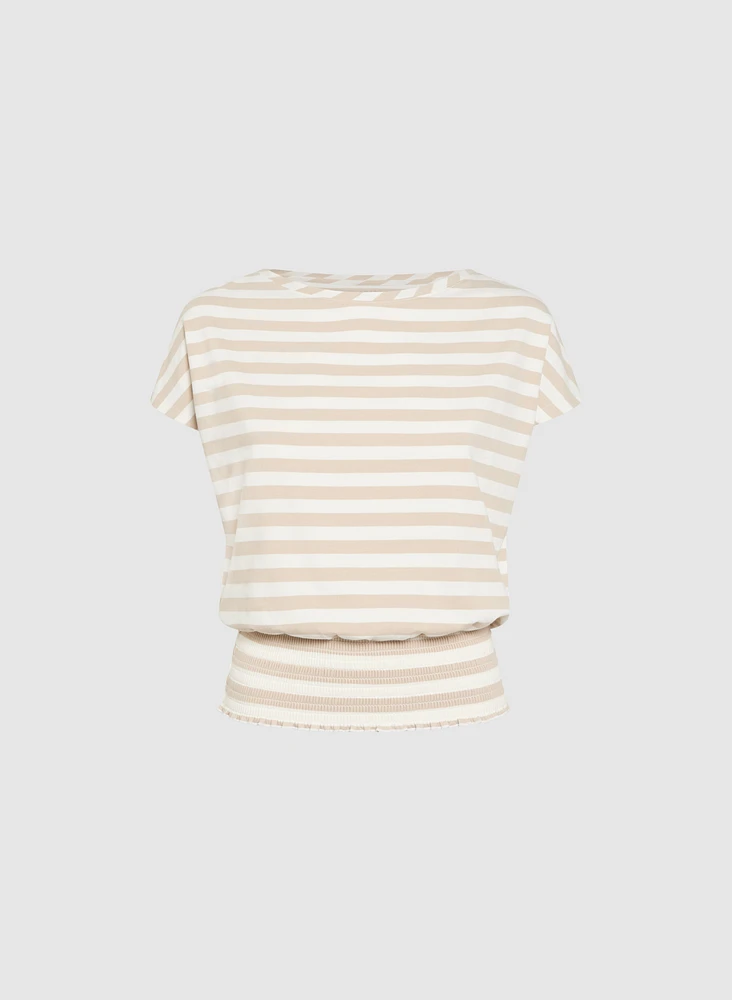 T-shirt rayé à ourlet fronc