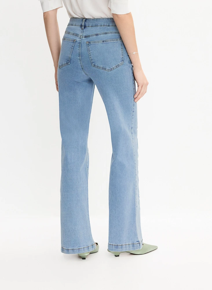 Embroidered Wide-Leg Jeans