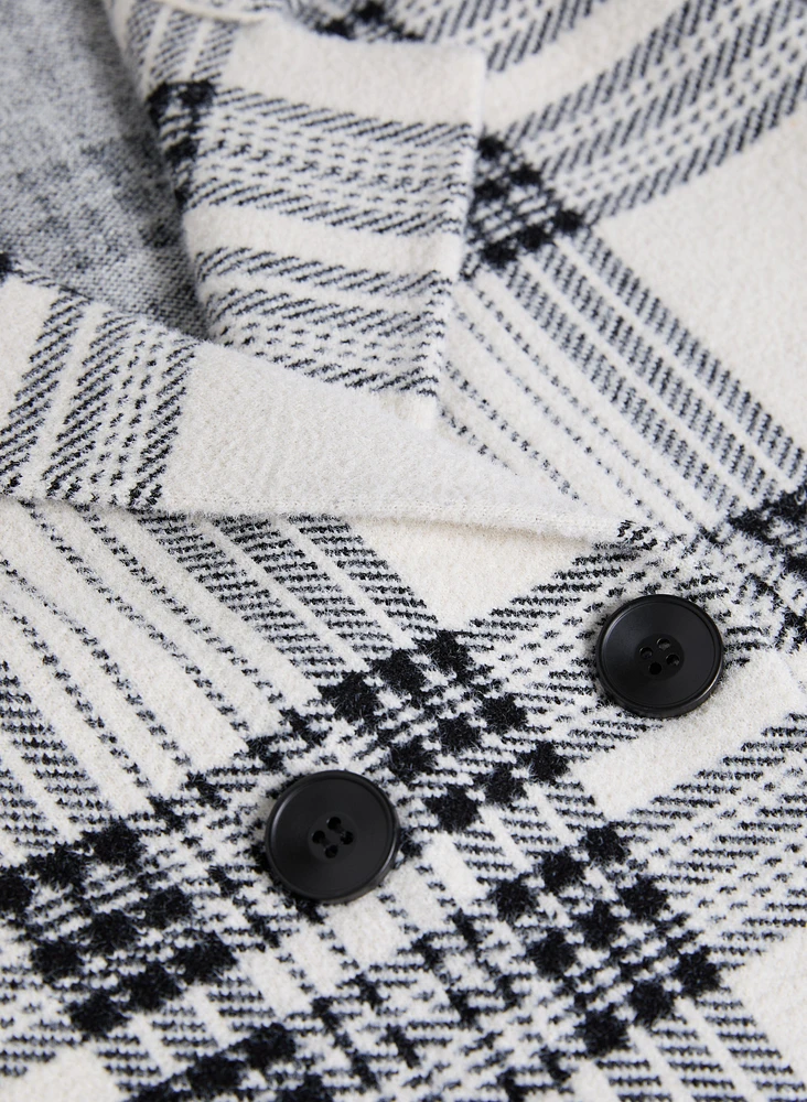 Cardigan carreauté à col cranté