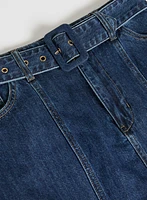 Jupe midi en denim à ceinture