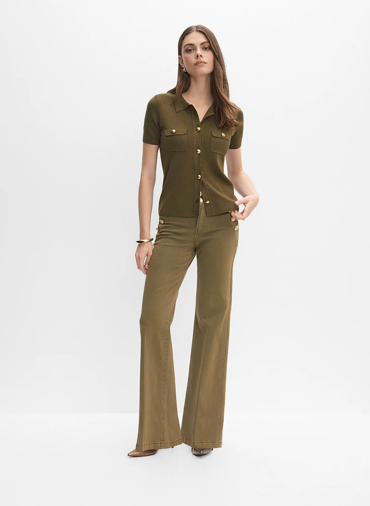 Embossed Button Trouser Jeans