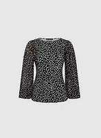 Polka Dot Plisse Sleeve Top