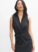 Belted Stretch-Linen Dress