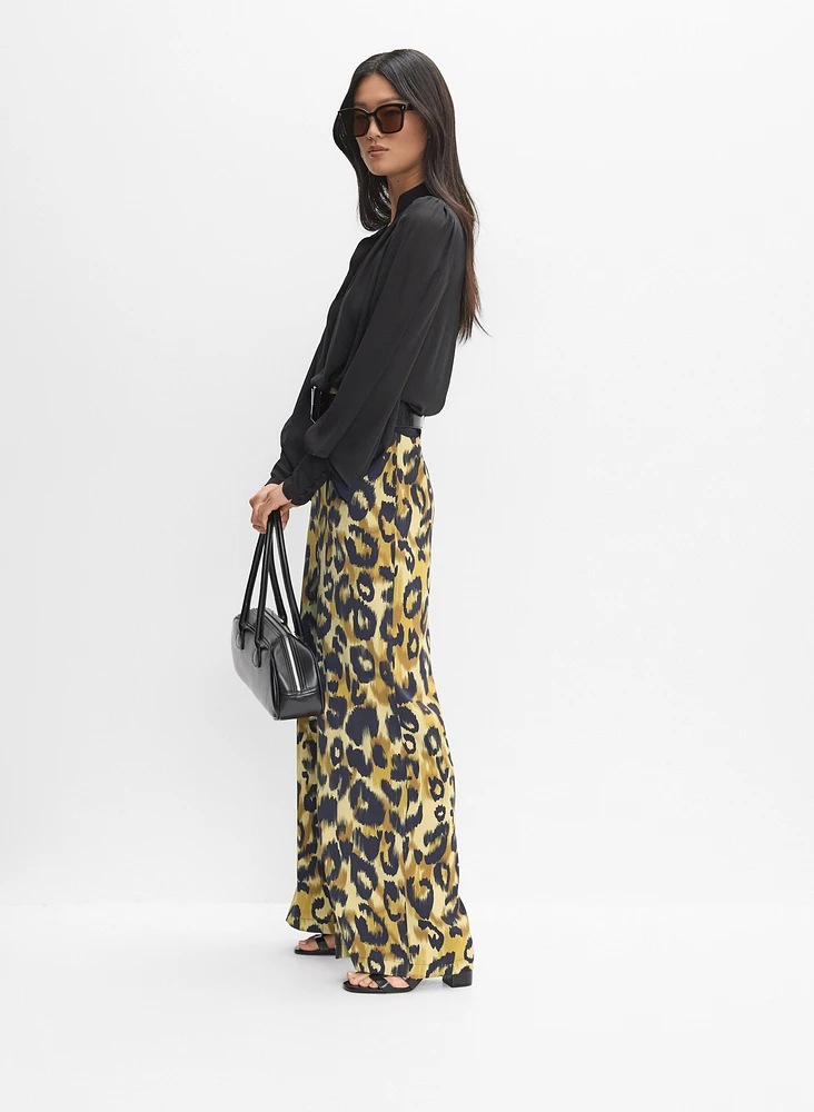 Leopard Print Wide-Leg Pants