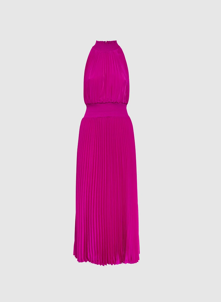 Plissé Satin Dress