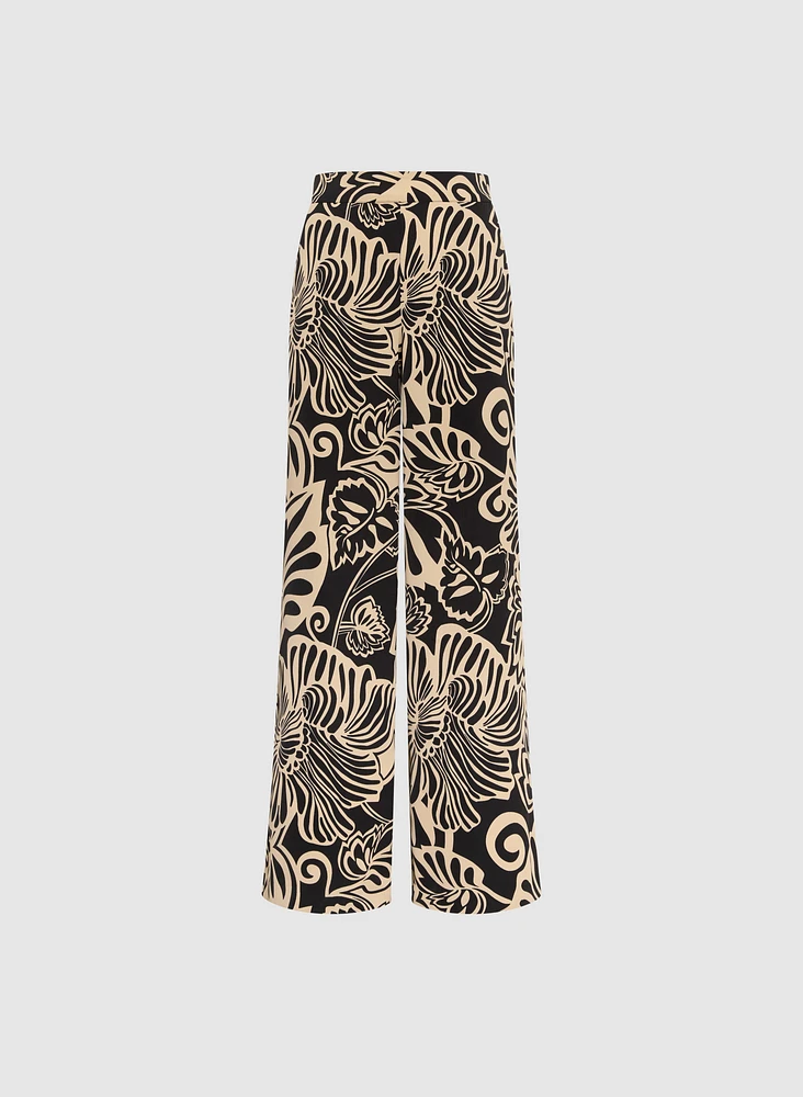 Pantalon à motif tropical