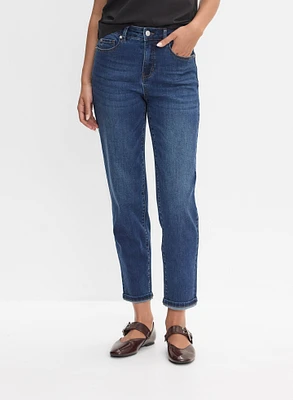 Stone Wash Straight-Leg Jeans