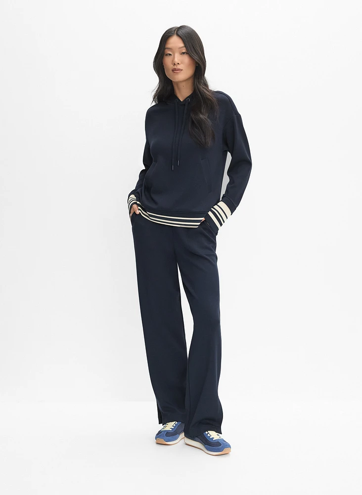 Striped Trim Hooded Sweatshirt