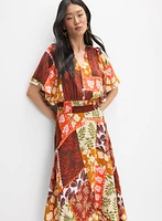 Patchwork Print Maxi Dress