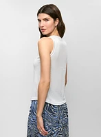 Embroidered Linen-Blend Tank Top