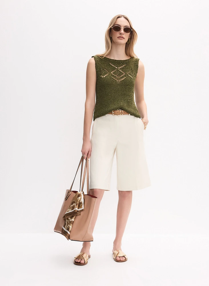 Sleeveless Open-Knit Sweater