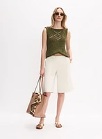Sleeveless Open-Knit Sweater