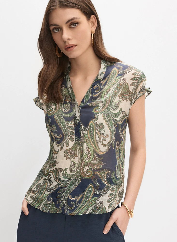 Paisley Flutter Sleeve Blouse