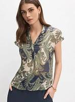 Paisley Flutter Sleeve Blouse