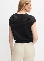 V-Neck Open Knit Pullover