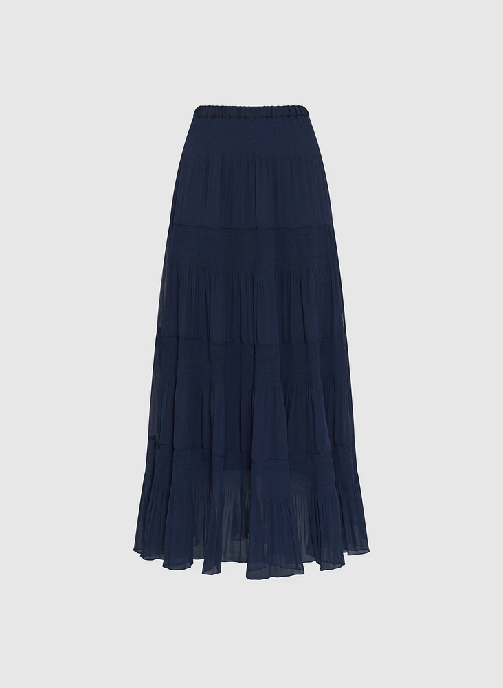 Pleated Chiffon Maxi Skirt
