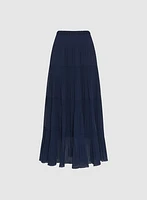 Pleated Chiffon Maxi Skirt