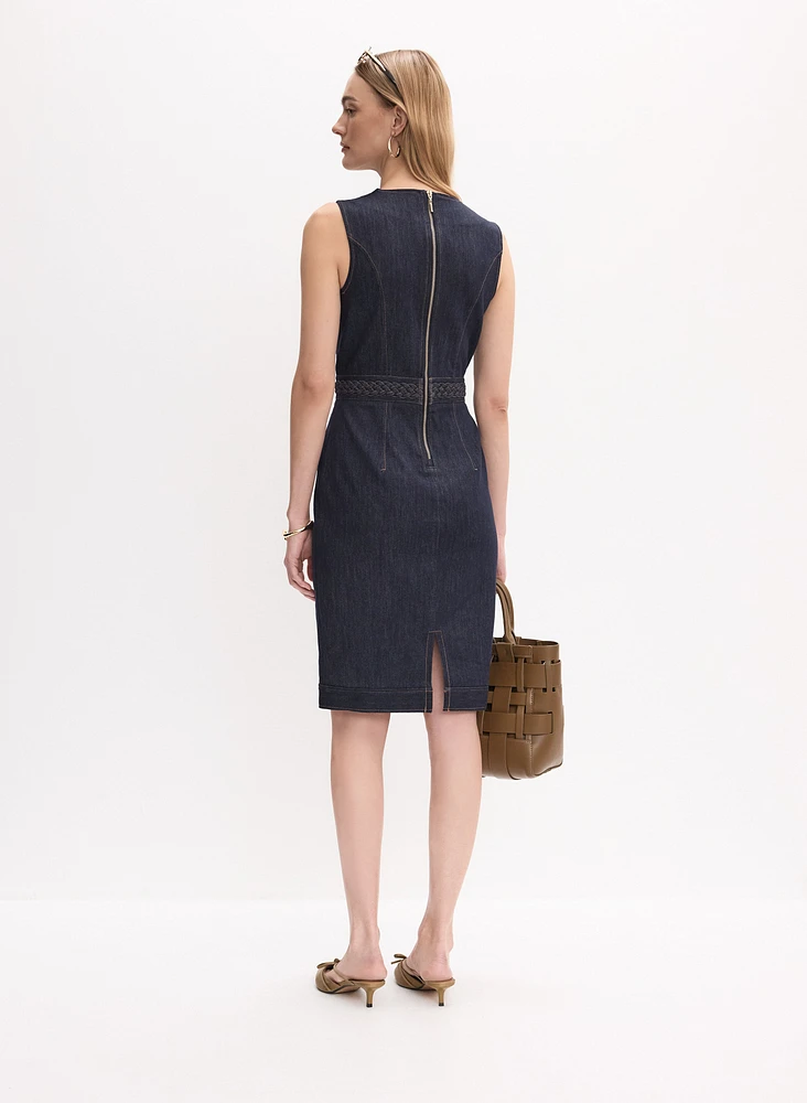 Robe en denim à ceinture tressée
