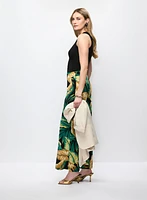 Leaf Print Wide Leg Pants