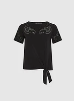 Cut-Out Embroidered T-Shirt