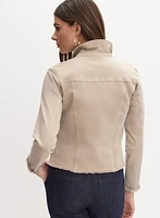 Veste en denim à ourlet effiloché