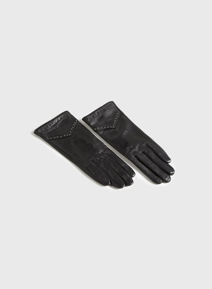Gants en cuir avec rivets