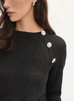Crystal Button Trim Sweater