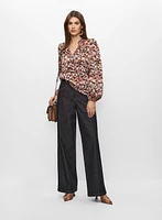 Leopard Print Satin Blouse