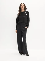Crystal Button Trim Sweater