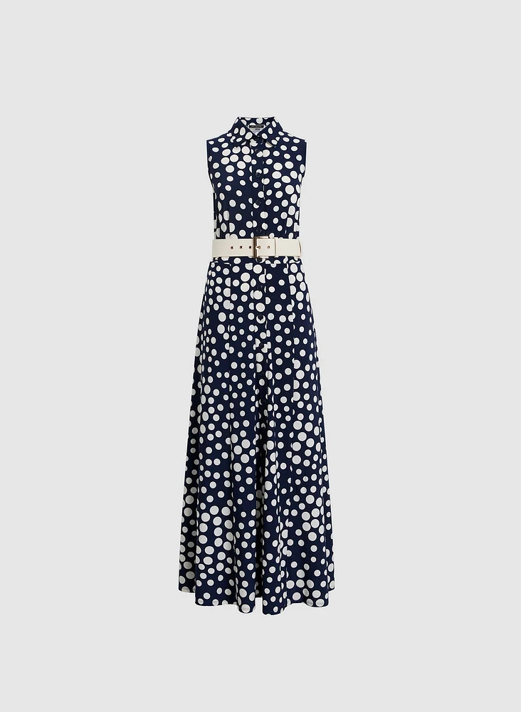 Robe boutonnée à pois
